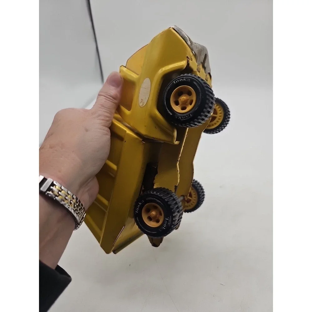 Vintage 70's Tonka Small Pressed Steel Metal Yellow 8.75
